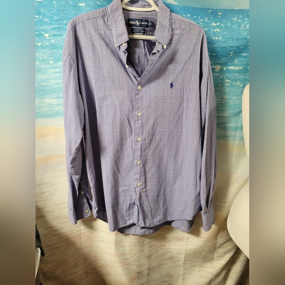 Ralph Lauren Marlowe 2 ply Cotton Long Sleeve Button Down Shirt Size Large